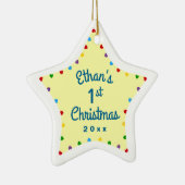 ハート第1ベビークリスマスプレゼントのスター セラミックオーナメント (右)