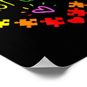 ハート第100日目1年生先生自閉症 ポスター (角)