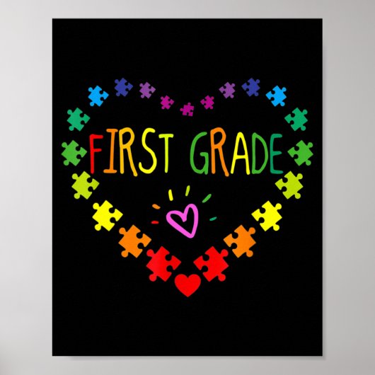 ハート第100日目1年生先生自閉症 ポスター (正面)