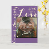 ハート第40記念日カードを取って下さい カード (黄色い花)