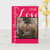 ハート第50記念日カードを取って下さい カード (黄色い花)