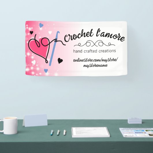 ハート糸かぎ針掛けクラフトショーブース 横断幕 (トレードショー)