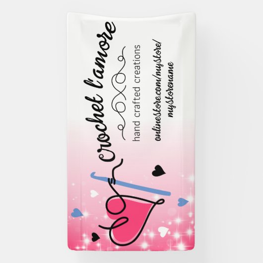 ハート糸かぎ針掛けクラフトショーブース 横断幕 (縦)