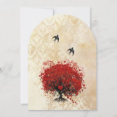 ハート紅木ヴィンテージ鳥茶の染色 招待状 (正面)