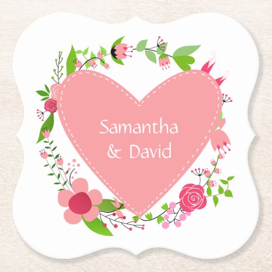 ハート紙コースターの名前 ペーパーコースター (正面)