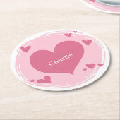 ハート紙コースターの名前 ラウンドペーパーコースター (アングル)