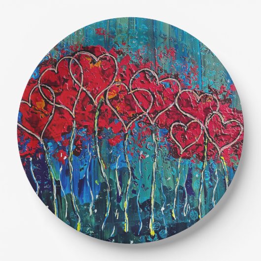 ハート紙プレートセット9インチ ペーパープレート (正面)