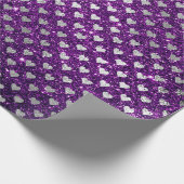 ハート紙吹雪シルバーグレーグリッターパープルプラム ラッピングペーパー (角)