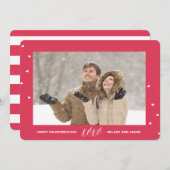 ハート紙吹雪バレンタインの写真カードレッド シーズンカード (正面/裏面)