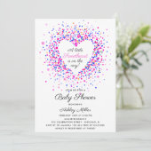 ハート紙吹雪バレンタイン赤ちゃんシャワー 招待状 (スタンド正面)