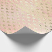 ハート紙吹雪メタリックシャビー金ゴールドウッドピンクローズ ラッピングペーパー (角)