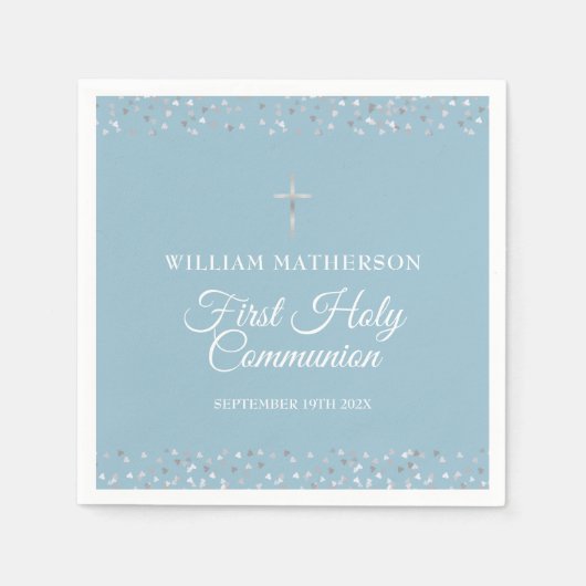 ハート紙吹雪第一聖餐式 スタンダードカクテルナプキン (正面)