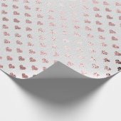 ハート紙吹雪金ゴールドフォキシエホワイトピンクローズリネン ラッピングペーパー (角)