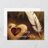 ハート素朴と羽のバレンタイン シーズンカード (正面/裏面)