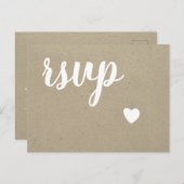ハート素朴な結婚式RSVPポストカード インビテーションポストカード (正面/裏面)