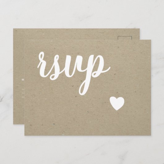 ハート素朴な結婚式RSVPポストカード インビテーションポストカード (正面/裏面)