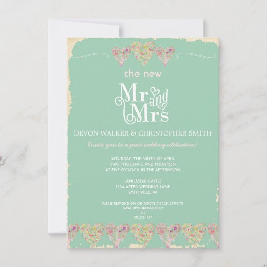 ハート素朴チャルクボードポスト結婚式招待状 招待状 (正面)