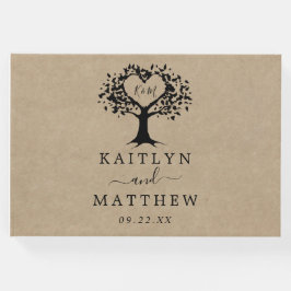 ハート素朴ツリー結婚のコレクション ゲストブック