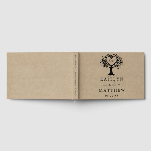 ハート素朴ツリー結婚のコレクション ゲストブック (全面)