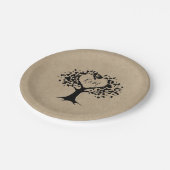 ハート素朴ツリー結婚のコレクション ペーパープレート (アングル)