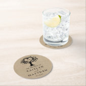 ハート素朴ツリー結婚のコレクション ラウンドペーパーコースター (インサイチュ)