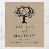 ハート素朴ツリー結婚のコレクション ワインラベル (シングルラベル)