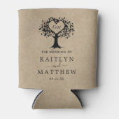 ハート素朴ツリー結婚のコレクション 缶クーラー (正面)