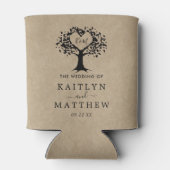 ハート素朴ツリー結婚のコレクション 缶クーラー (裏面)