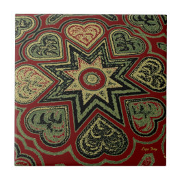 'ハート素朴トリベット/タイル タイル