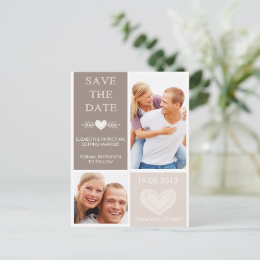 ハート素朴ドードル日付の写真はがきを保存 案内ポストカード (スタンド正面)