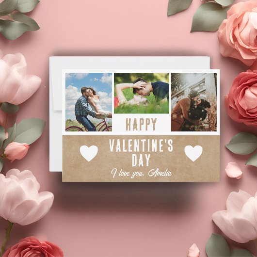 ハート素朴バレンタインデーのボーイフレンド3写真 シーズンカード