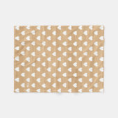 ハート素朴パターン木地背景モノグラム フリースブランケット (正面(横))
