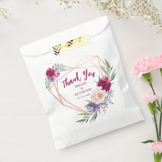 ハート素朴ブルゴーニュ&赤面 |あり結婚がとう フェイバーバッグ (封をした状態)