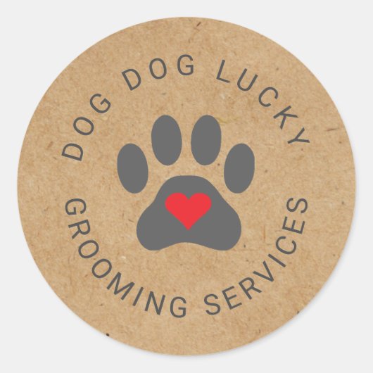 ハート素朴ポークラフト付きシール ラウンドシール (正面)