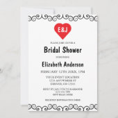 ハート素朴モノグラムブライダルシャワー 招待状 (正面)