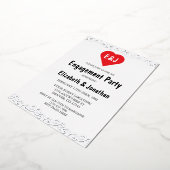 ハート素朴モノグラム婚約パーティ 箔招待状 (回転した状態)