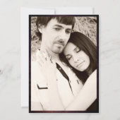 ハート素朴写真ウェディング招待紫木材 招待状 (裏面)