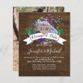 ハート素朴写真パープルフローラの変更の日付 (正面/裏面)