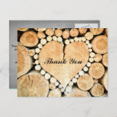 ハート素朴型の木材 |サンキューカード ポストカード (正面/裏面)
