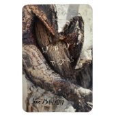 ハート素朴樺の木樹皮に名前を彫り自然名 マグネット (縦)