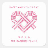 ハート結び目バレンタインデーのシール – マゼンタ スクエアシール (正面)