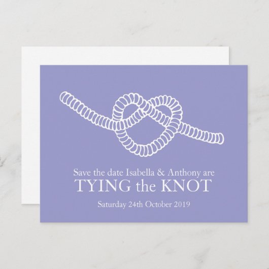 ハート結び結び結婚は日付カードを保存 案内ポストカード (正面/裏面)