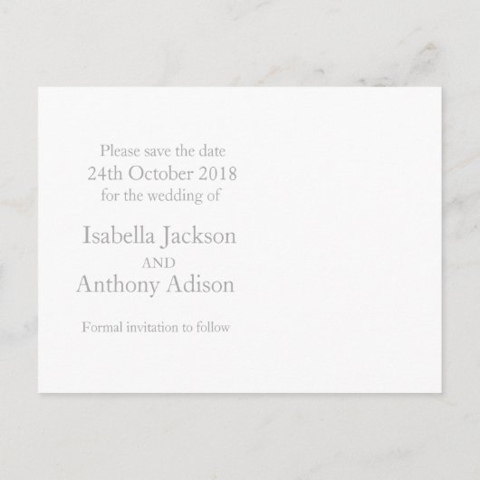 ハート結び結び結婚は日付カードを保存 案内ポストカード (裏面)