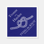 ハート結び結結婚び青パーティー紙ナプキン スタンダードカクテルナプキン (正面)