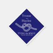 ハート結び結結婚び青パーティー紙ナプキン スタンダードカクテルナプキン (角)