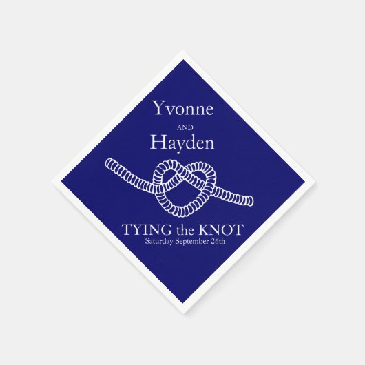 ハート結び結結婚び青パーティー紙ナプキン スタンダードカクテルナプキン (角)