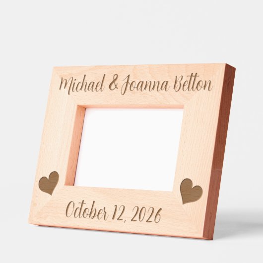 ハート結婚の新しい記念日 レーザー彫刻フレーム (左)