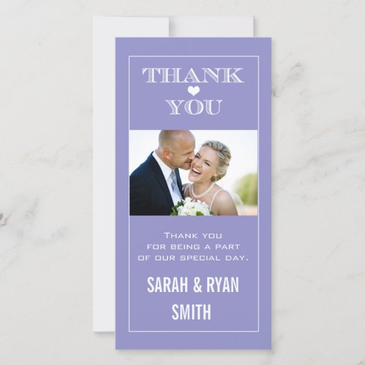 ハート結婚の紫色のThank You Photo Card サンキューカード (正面)
