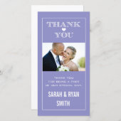ハート結婚の紫色のThank You Photo Card サンキューカード (正面/裏面)