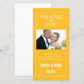 ハート結婚の黄色ありがとうフォトカード サンキューカード (正面/裏面)